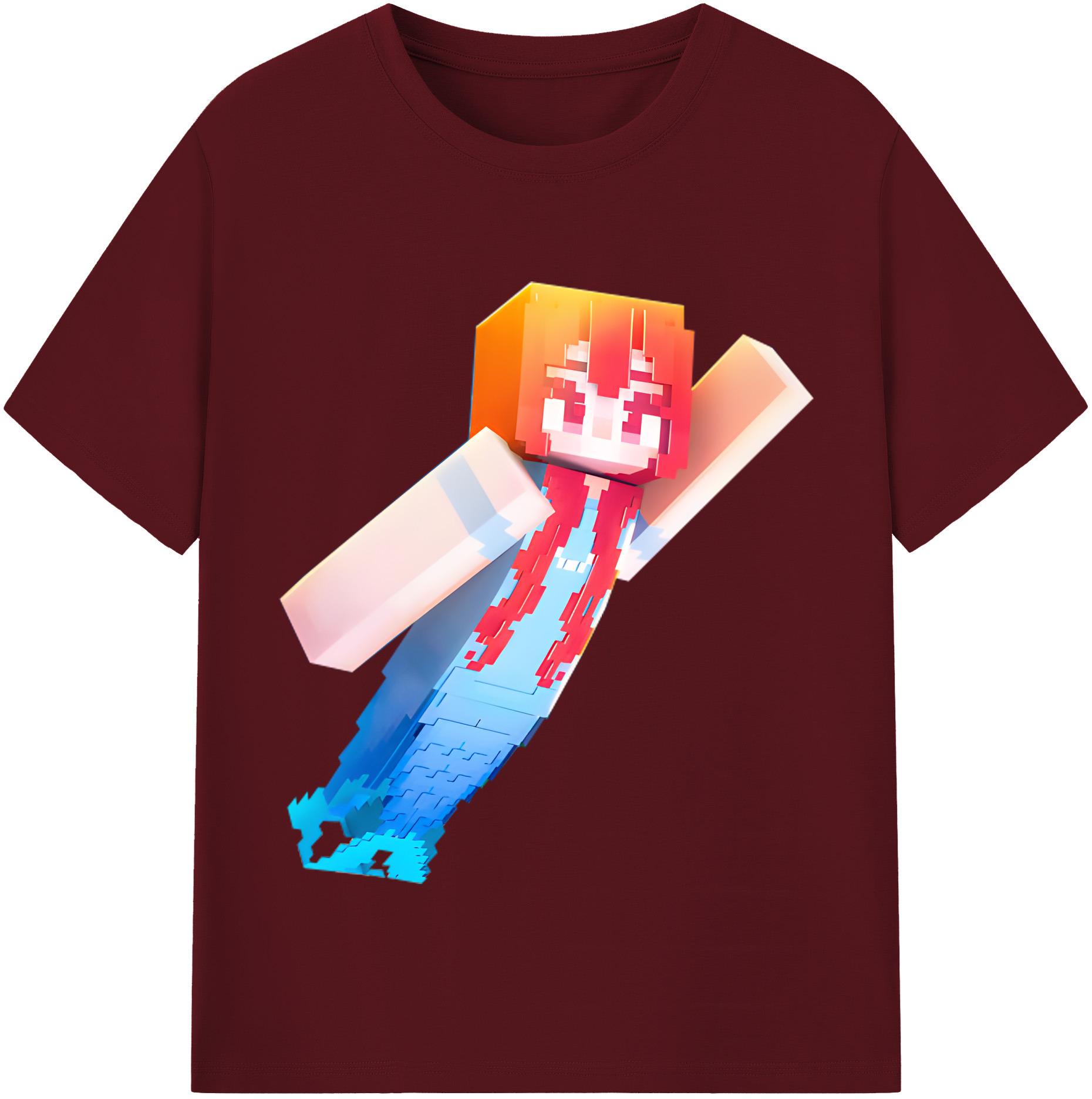 （画像用） マインクラフト ブロックの世界 Minecraft MC Block world 綿100％半袖Tシャツ（フロントプリント）